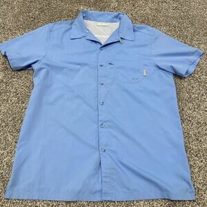 Columbia Men's PFG Short Sleeve Button Shirt, Size Medium, Sky Blue